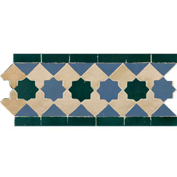 Mosaic House Moroccan tile Kmarshoun XS 2-24-14 Light Blue Sea Green Natural, Unglazed, Terracotta  zellige, mosaic, zellij, border, glaze, stars, traditonal 